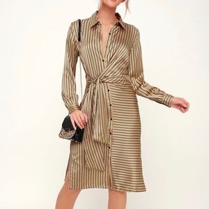 Gold Long Sleeve Midi Dress